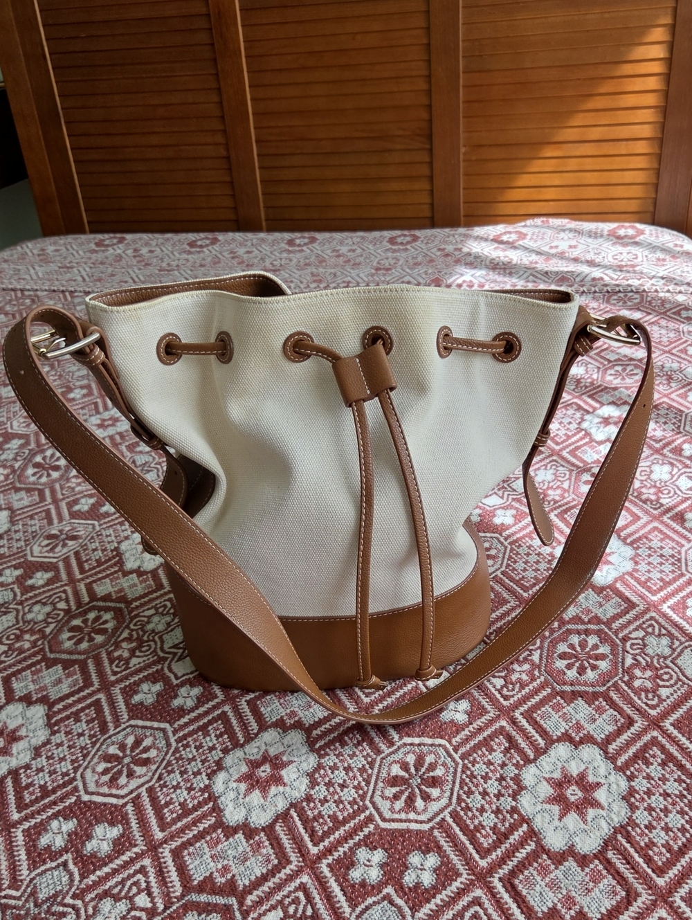 Hyer Goods Canvas Cinch Bucket Bag Natural